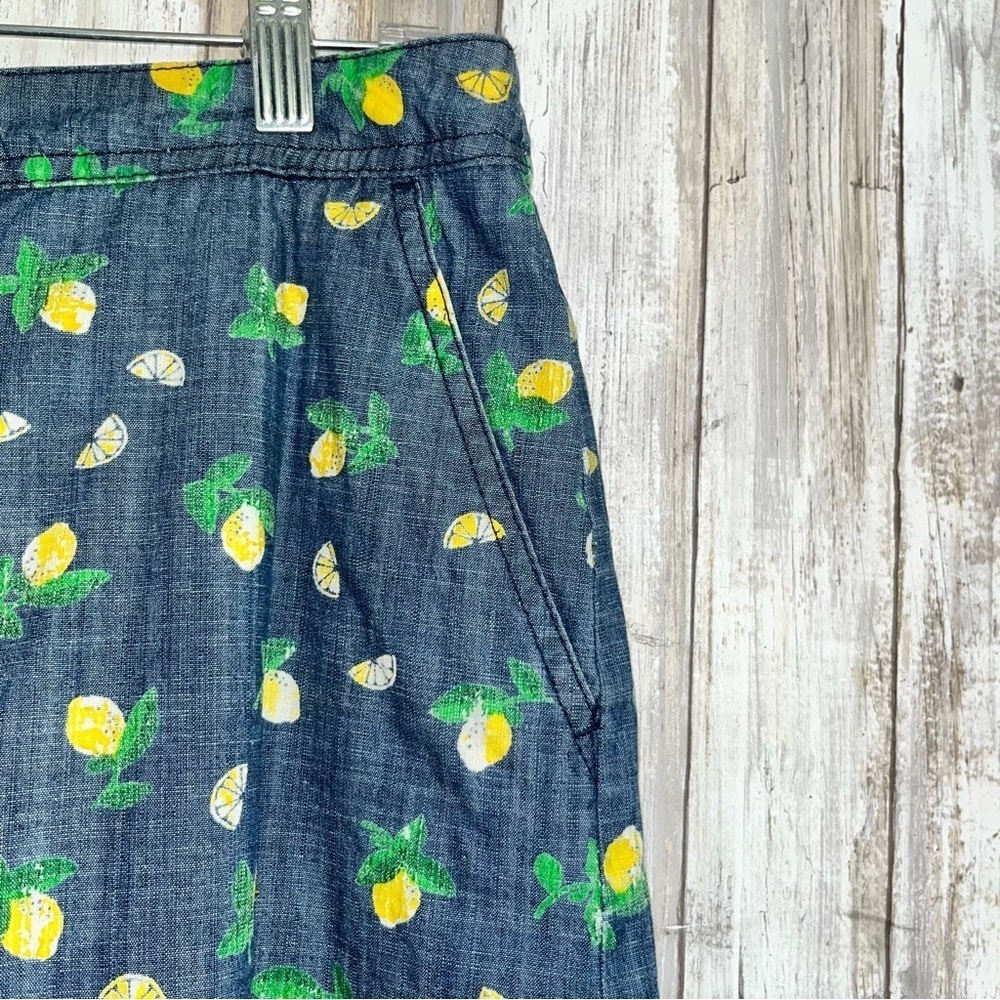 Karen Scott Lemon Print Denim Skort - Picture 4 of 6